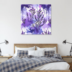 Purple Watercolor with Florals Canvas Print