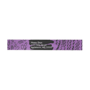 Purple Watercolor with squiggles and doodles Wraparound Address Label