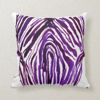 Purple Watercolor Zebra Throw Pillow