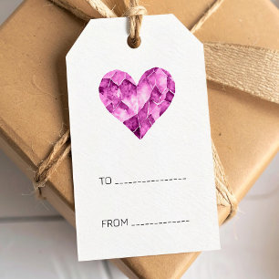 Purple watercolour heart with 'to' 'from' text gift tags