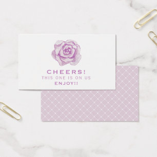 Purple Watercolour Rose Wedding Drink Ticket