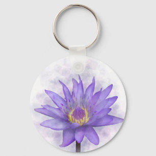 Purple Waterlily flower 7 Keychain