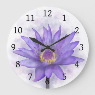 Purple Waterlily flower 7 Large Clock
