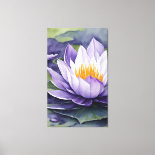 Purple Waterlily - Flower watercolor Art Print 