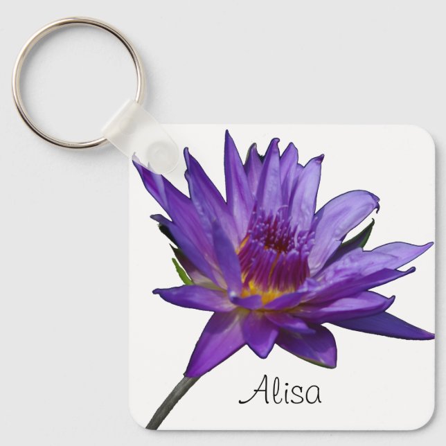 Purple Waterlily Lotus Keychain (Front)