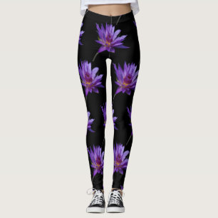 Purple Waterlily Lotus Leggings