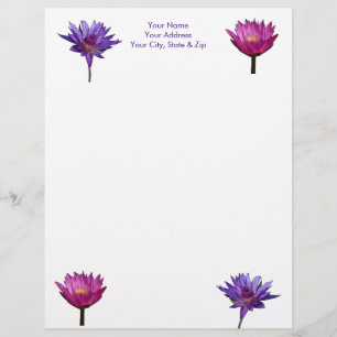 Purple Waterlily Lotus Letterhead