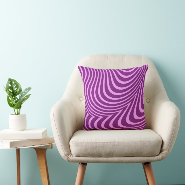 Purple Wave Art Design Throw Pillow (Chair)