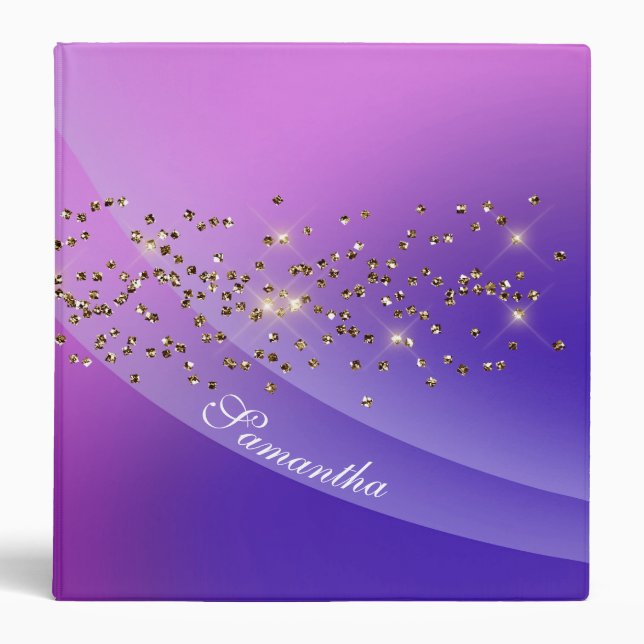 Purple Wave with Faux Glitter Avery Binder (Front)