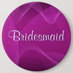 Purple Waves Bridesmaid 6 Inch Round Button