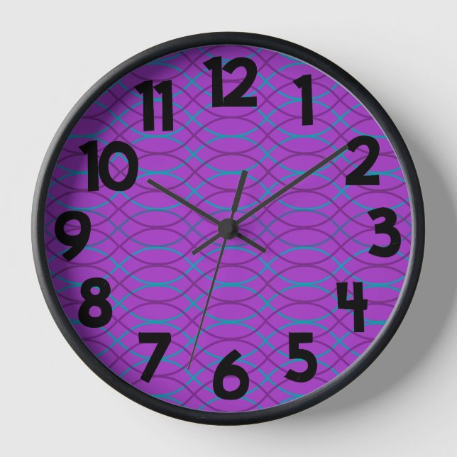 Purple Waves  Clock (Front)