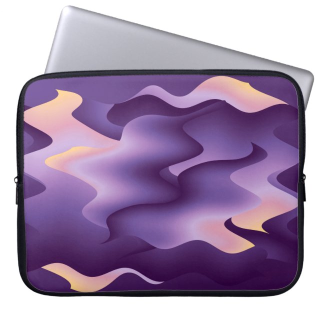 Purple waves laptop sleeve (Front)