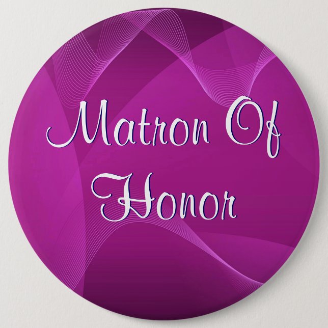 Purple Waves Matron Of Honour 6 Inch Round Button (Front)