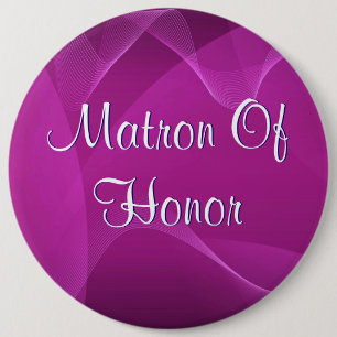 Purple Waves Matron Of Honour 6 Inch Round Button
