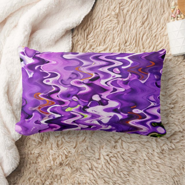 PURPLE WAVES OF FLOWERS LUMBAR PILLOW (Blanket)