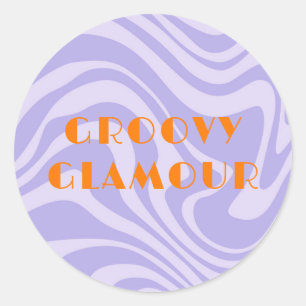 Purple Waves Retro Classic Round Sticker
