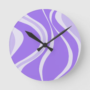 Purple Waves Wall Clock