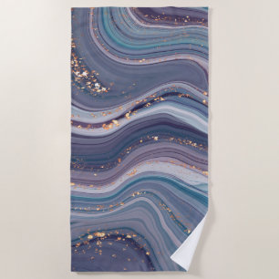 Purple Wavy Marble Beach Towel