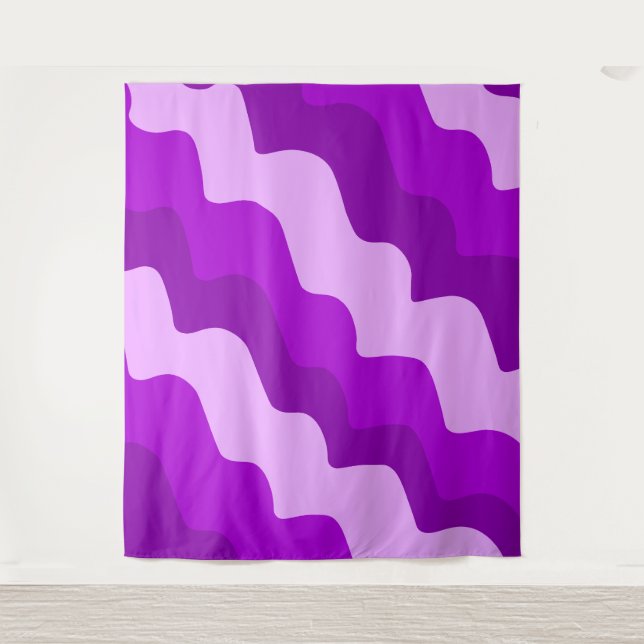 Purple wavy ocean waves gradient  tapestry (Front)