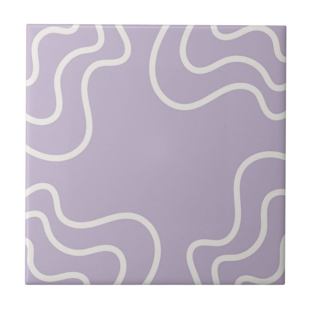 Purple Wavy Stripes Pattern Retro Y2K Chic  Tile (Front)