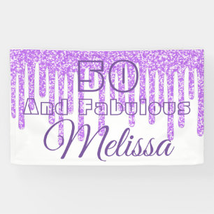 Purple Wax 50 And Fabulous Birthday Banner