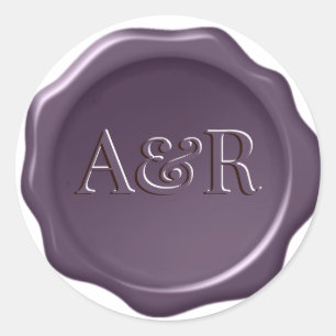Purple Wax seal Sticker monogram,