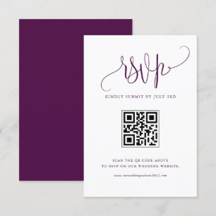 Purple We Do Modern Calligraphy Wedding QR Code RSVP Card