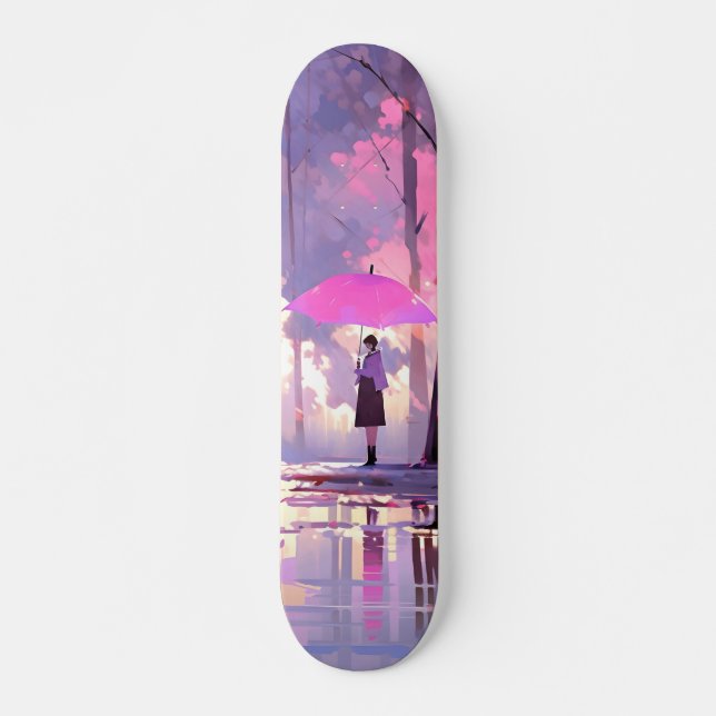 Purple Weather Anime Impressionism Skateboard (Front)