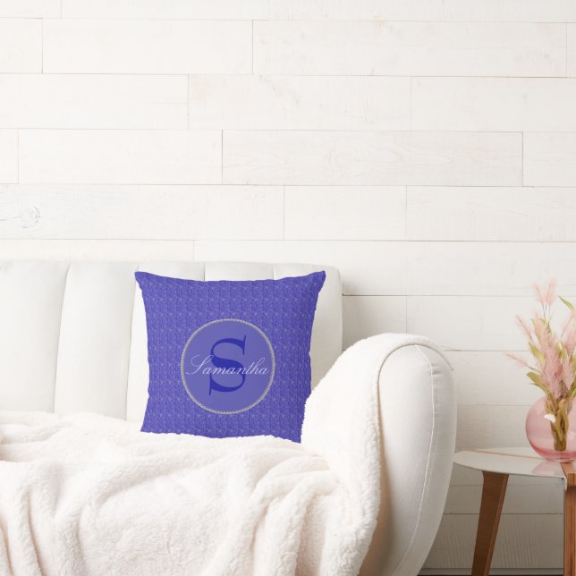 Purple Weave Glitzy Framed Monogram Throw Pillow (Couch)