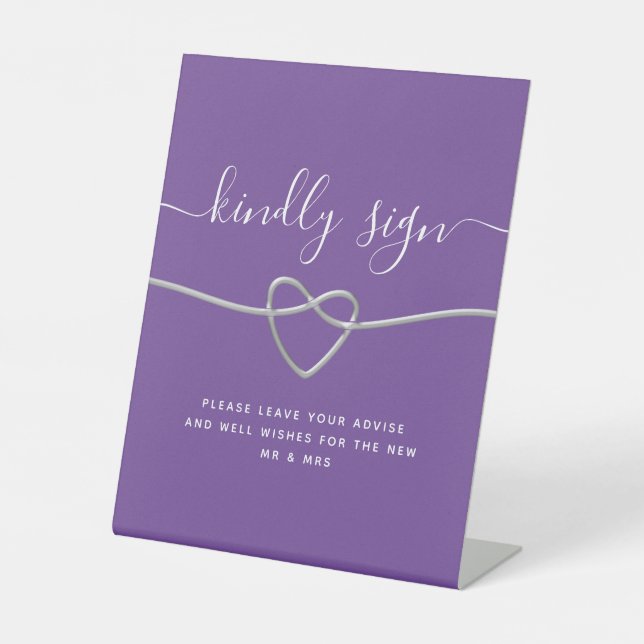 Purple Wedding Advice and Well Wishes Sign (Front)