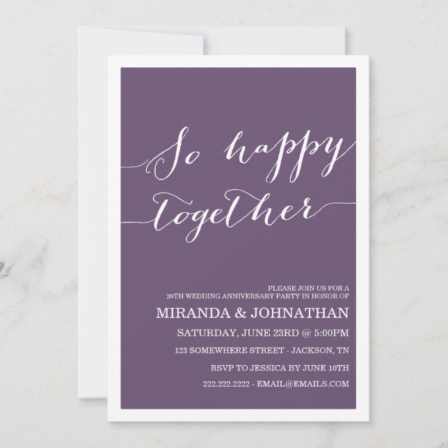 Purple Wedding Anniversary Invitations (Front)