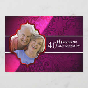 purple wedding anniversary photo invitations