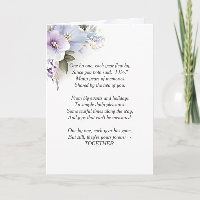 Purple Wedding Anniversary Poem Card (Front)