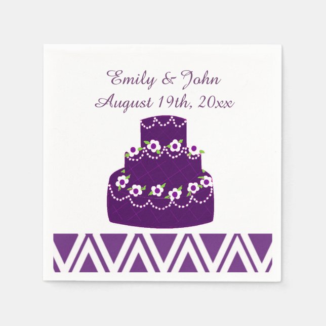 Purple Wedding Cake Napkin (Front)
