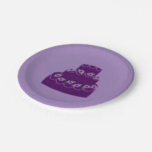 Purple Wedding Cake Paper Plate