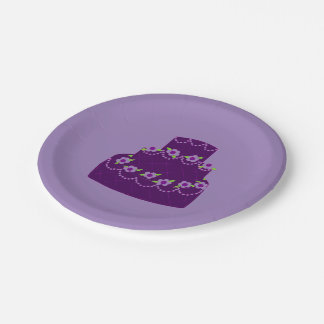 Purple Wedding Cake Paper Plate