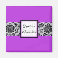 Purple Wedding Damask Magnet