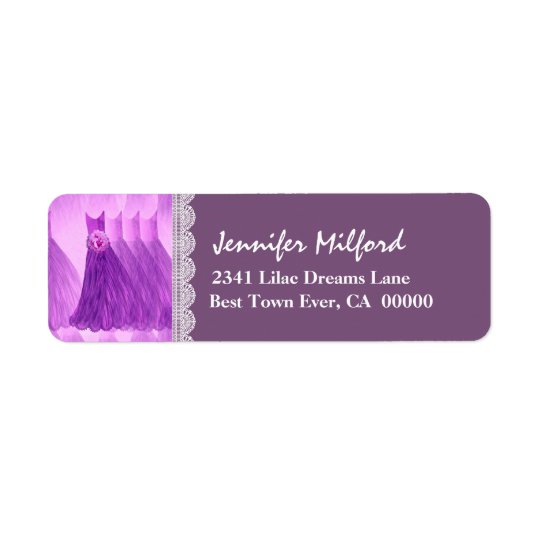 PURPLE Wedding Dresses Address Label V01