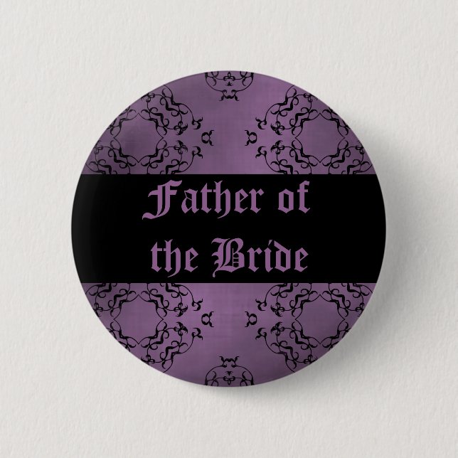 Purple wedding Father of the Bride 2 Inch Round Button (Front)