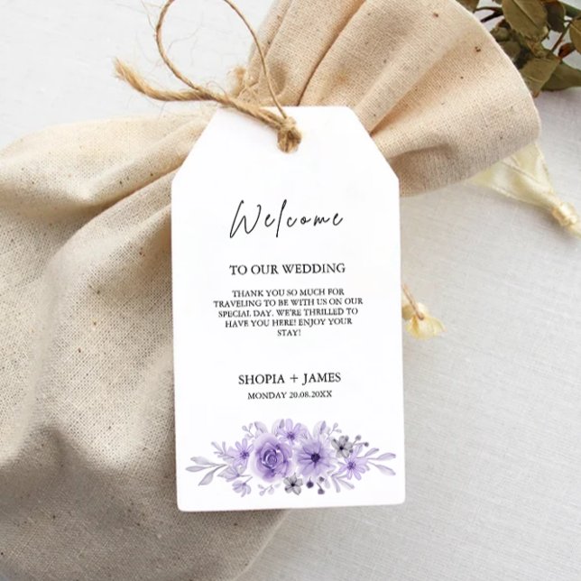 Purple Wedding Favour Tag Template, (Purple Wedding Favor Tag Template,)