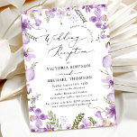 Purple Wedding Floral Wedding Reception  Invitation<br><div class="desc">This elegant Wedding Reception Invitation from our Lavender Pressed Floral collections features purple watercolor florals with delicate greenery vines,  paired with a modern script font. Perfect for any season. To make advance changes,  select Personalize -> Edit using Design tool.</div>