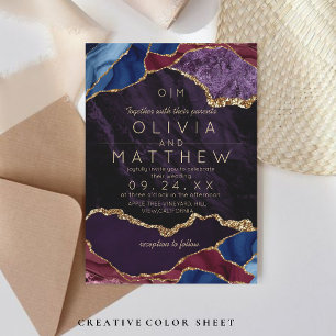 Purple Wedding Invite Monogram Modern 