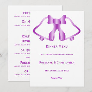 Purple Wedding Menu Bells And Ribbon