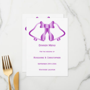 Purple Wedding Menu Bells And Ribbon
