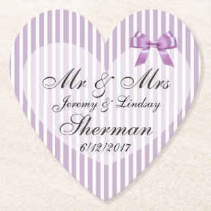 Purple Wedding Personalized Custom Paper Coaster