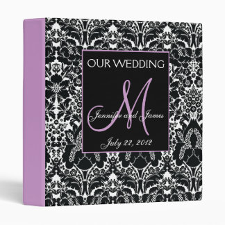 Purple Wedding Photo Album Damask Monogram Binder