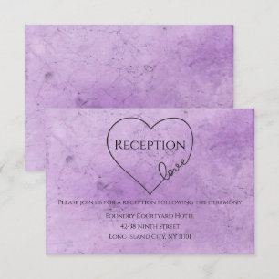 Purple Wedding Reception Vintage Watercolor Heart Invitation