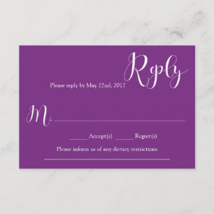 Purple Wedding Reply Card