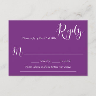 Purple Wedding Reply Card