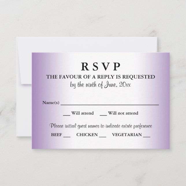 Purple Wedding RSVP Response (Front)